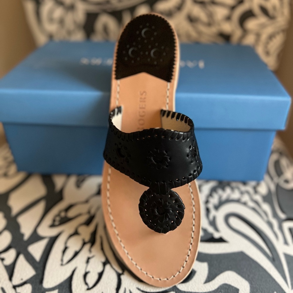 NIB Jack Rogers Jacks Flat Sandal Black 7.5